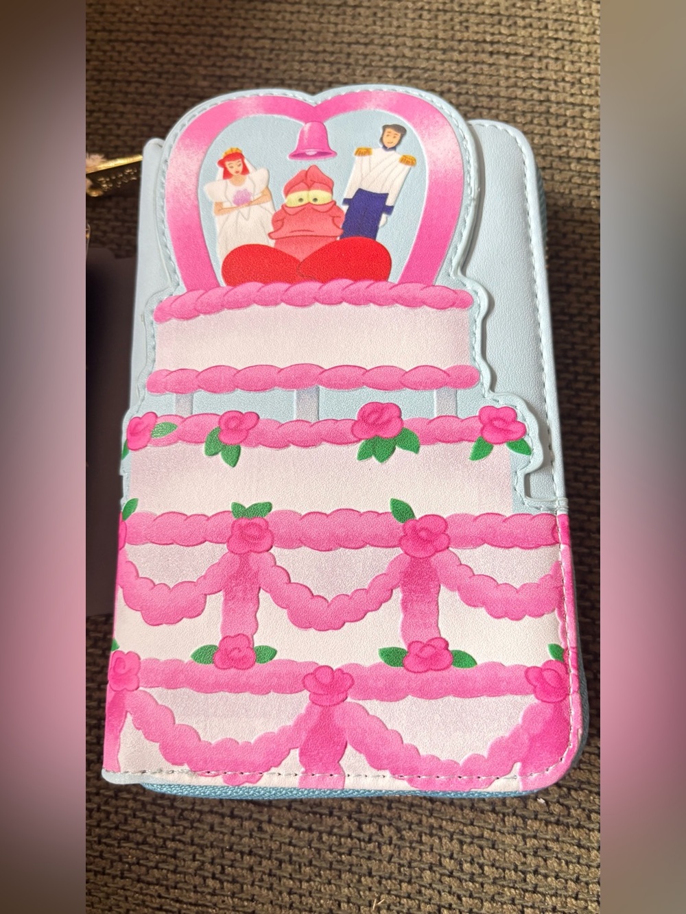 Disney Little Mermaid Wedding Cake Zip Around Wallet NWT